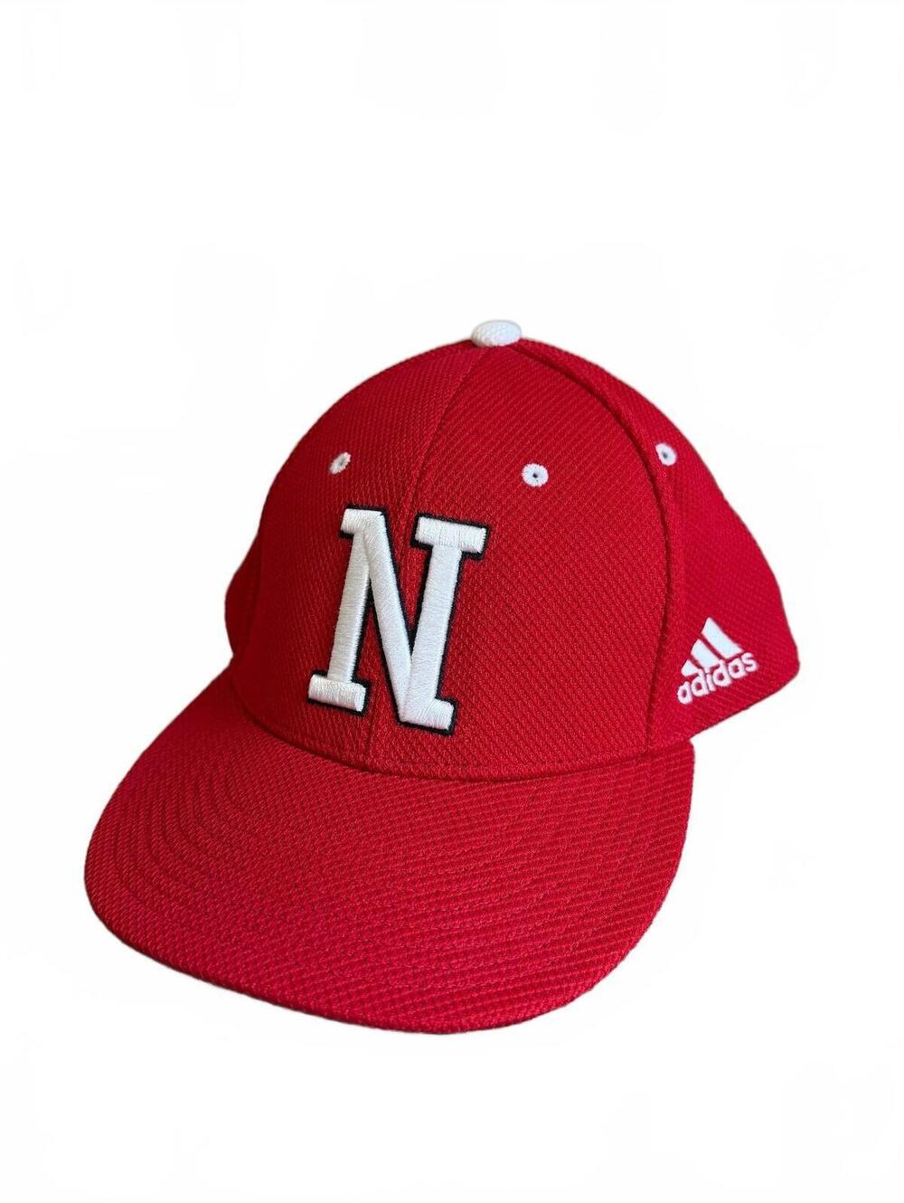 Nebraska Cornhuskers Red Adidas Fitted Hat Size 7 3/4